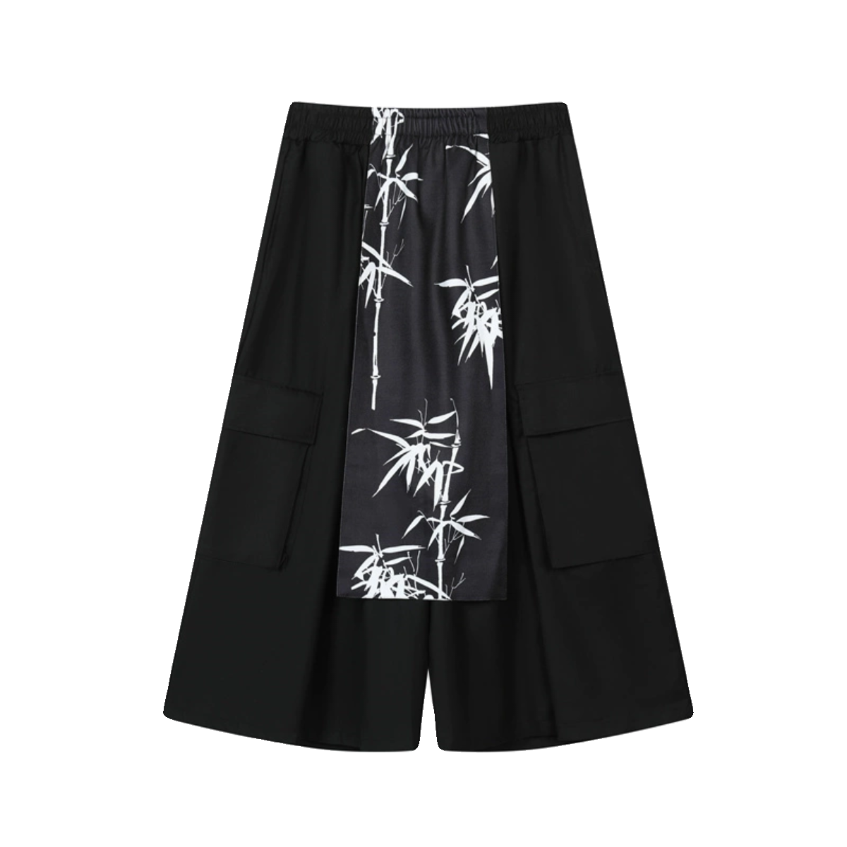 [Illustrated series] ★China style pants★ Gaucho pants unisex men's nine-quarter length black black culottes fake layered