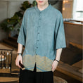 Load image into Gallery viewer, [Blue Qiu Fish Series]★China style shirt★ Large size tops, men's, unisex, summer, old-fashioned, improved Tang suit, blue, blue
