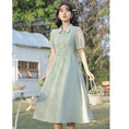 Load image into Gallery viewer, [NANMOSEN Series] ★China style dress★ Short sleeve dress, China button, cute, improves temperament, green
