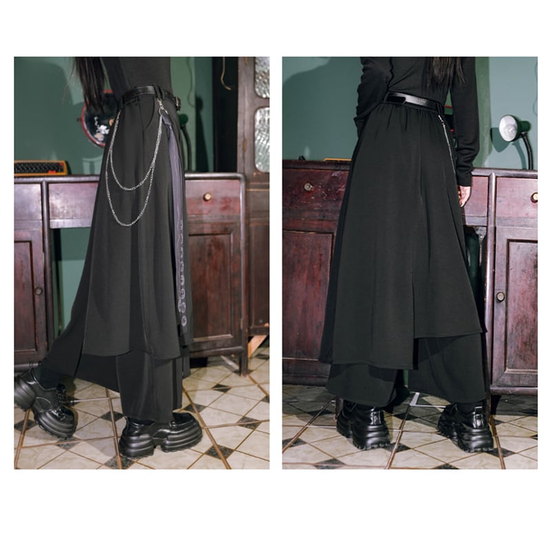 [Old Monster---Gold Series]★China style pants★Bottoms Gaucho pants original slimming black