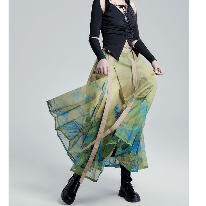 [Unmanku Slanted Hairpin Series] ★China Style Skirt★ Mamian Skirt Senuraeyama Illustration Original Bottoms Long Length