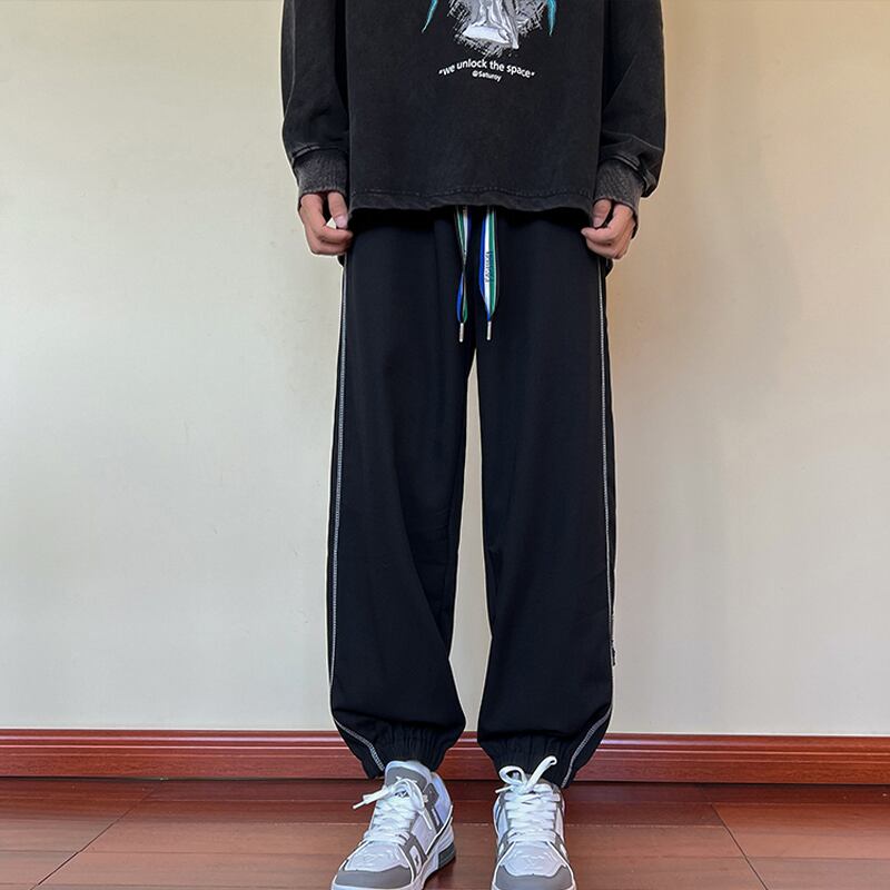 [Teijaku Series] ★Casual Pants★ 2color Bottoms Unisex Men's Large Size Black Gray Sports Style