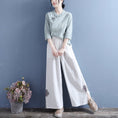 Load image into Gallery viewer, [Qing Series]★China style trousers★ 4 colors casual pants slit embroidery blue white brown black
