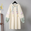 Load image into Gallery viewer, [Only Cats Series] Chinese-style dress, hoodie dress, embroidery, long sleeves, cute, beige, Chinese clothing
