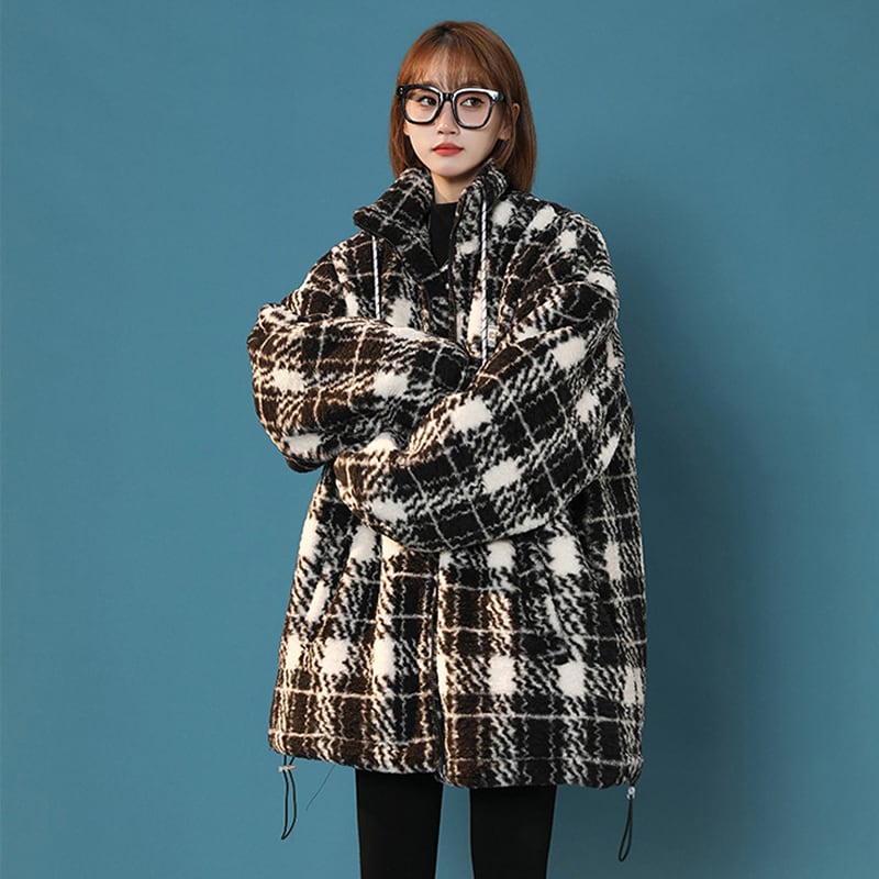 [Morimoto Series] ★Winter Coat★ Cotton Coat 2 Colors Thick Warm Unisex Men's Cold Protection Plaid Pattern Blue Black