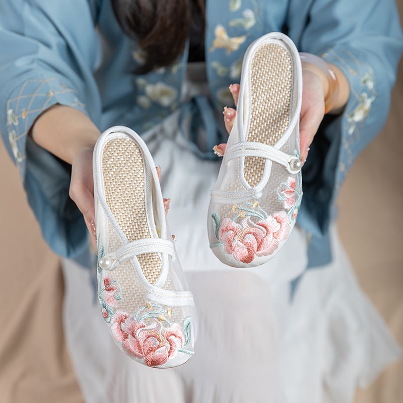 [BAIQIN Series]★Embroidered shoes★ Size 34-40 3color Shoes Chinese style shoes Summer Thin Retro Cool