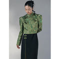 Load image into Gallery viewer, [Big Blue Dragon Series]★China style outerwear★ Tops Shirt Bamboo Green Green Mini Length Chinese Clothes Improves Temperament
