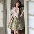 Load image into Gallery viewer, [MEIYI Series] ★One Piece★ Large Size Switching Cute Oil Painting Style Summer Clothes Summer Dress Date Photography Commuting Green Floral Pattern
