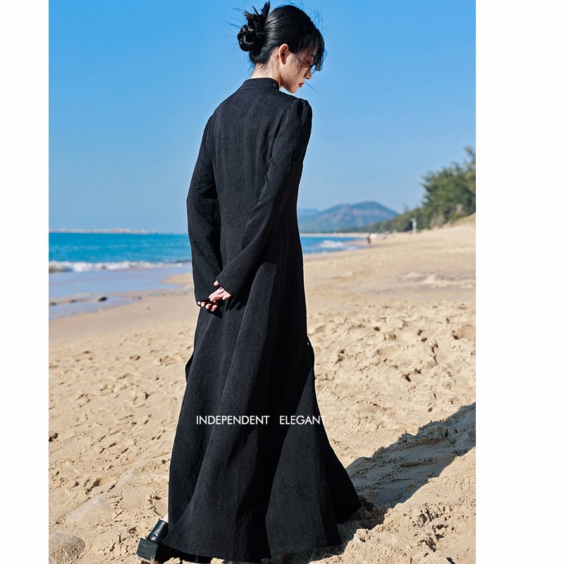 [Da Qinglong Shu Series] ★Chinese style dress★ Chinese clothing original black black slimming slit sexy