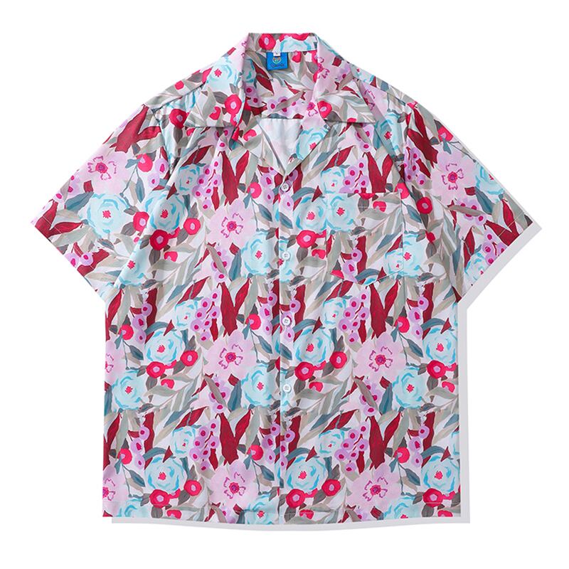 [TRAVEL ISSUANCE Series]★Shirt★ 2color Hawaii Aloha Shirt Print Oil Painting Style Unisex Men's Cute