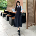 Load image into Gallery viewer, [Dong Xiaojie Series] ★One Piece★ 2color Ladies Fake Layered Navy Coffee Color Cute
