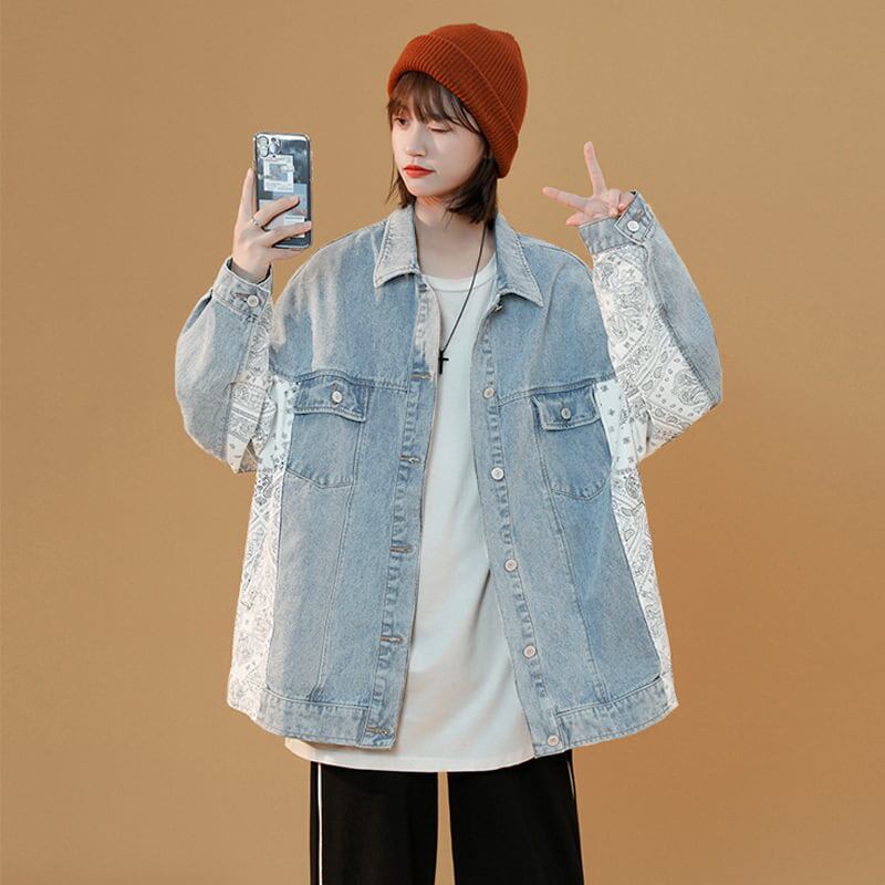 [Winter Series] ★Jacket★ 2color Blue or Black Denim Outer Jeans Unisex Switchable Fashion