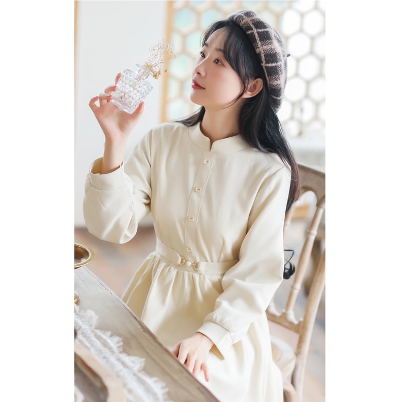 [Han Xuanwei Series]★China style dress★Stand neck literary style Spring clothes Autumn clothes Plain Cute S M L XL