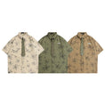 Load image into Gallery viewer, [HTTAOSUP Series]★Shirt with tie★ 3color tops, short sleeve shirt, floral pattern shirt, unisex, men's brown, green, beige
