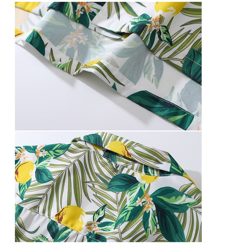 [TRAVEL ISSUANCE Series]★Shirt★ Unisex Print Lemon Fruit Pattern Short Sleeve Tops Summer Cute Loose Green