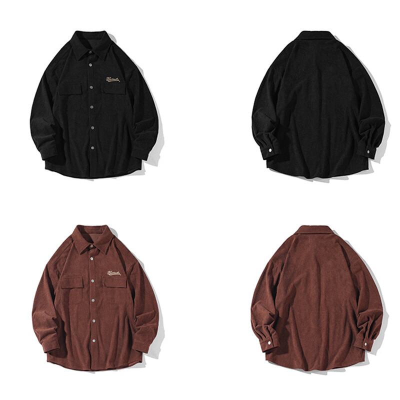 [BIGEMAN Series]★Shirt★ Tops 2color Unisex Men's Black Coffee Color Large Size