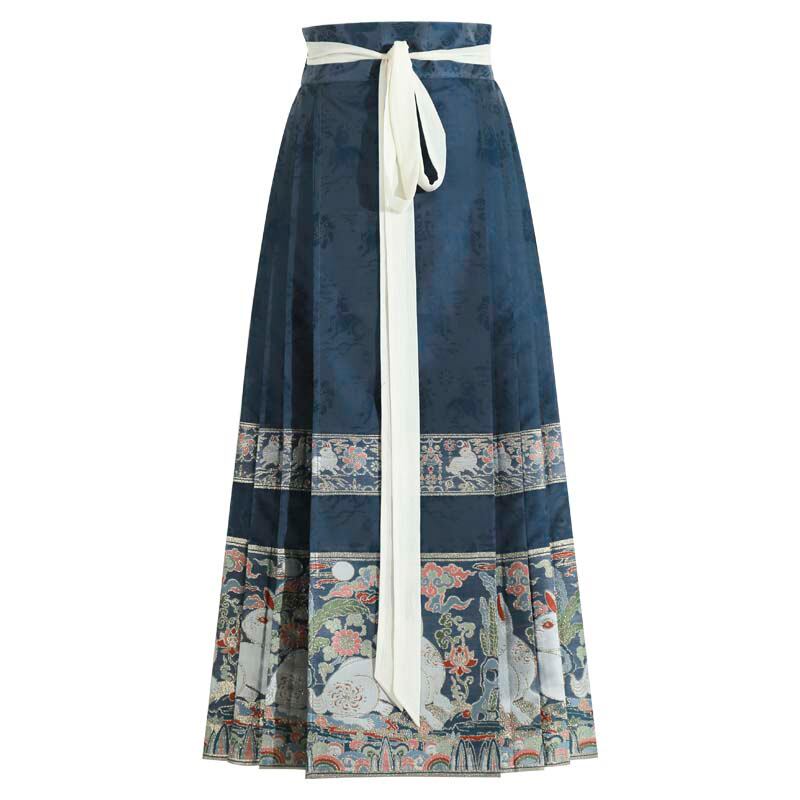 [Shimizu Kei Series] ★Long Skirt★ Limited Quantity Chinese Clothing Pleated Skirt Hanfu Wrap Skirt Rabbit Yoshigumo Black Green Blue