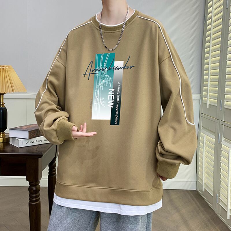 [ZFL Series] ★Tops★ 5color Faux Layered Unisex Men's Large Size White Black Green Brown Gray