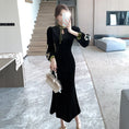 Load image into Gallery viewer, [Agoya Yui Series] ★Cheongsam dress★ Chinese style piece velvet black black long length
