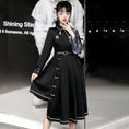 Load image into Gallery viewer, Manager recommended! [Dust Smoke Cloud Dream---Fightless City Series] ★China style dress★ With belt, long sleeves, switching, floral pattern, black, black, irregular, SML
