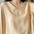 Load image into Gallery viewer, [Kofuku Series]★China-style shirt★ 3color V-neck tops Ethnic style Green Yellow Pink
