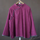 [LIANSHANG series]★China style tops★ 2color corduroy brushed lining thick retro blue purple