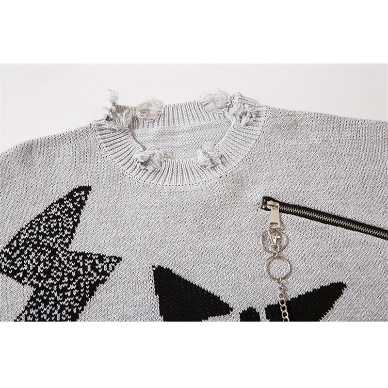 [WH Teacher Series]★Sweater★ 2color Unisex Men's Fashion Stylish With Chain Star Pattern Black Gray