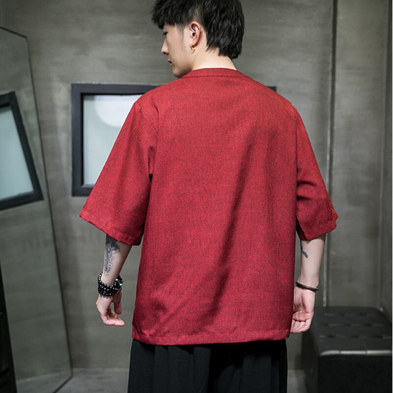 [JUNYI Series]★China style shirt★ Tops 3color Unisex Men's Large Size Embroidery Gray Red