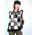 Load image into Gallery viewer, [Old Monster --- Abnormalism Series] ★Vest★ Tops V-neck Color scheme Black and white Original Retro Easy to match
