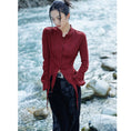 Load image into Gallery viewer, [Big Blue Dragon Series] ★China style tops★ Shirt, irregular, slimming, easy to match, wine red, red
