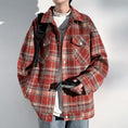 Load image into Gallery viewer, [Satoru Series]★Jacket★ 2color outer plaid pattern unisex men's large size black wine red
