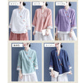 Load image into Gallery viewer, [Qing Series]★China style shirt★ Tops 5 colors White Pink Blue Purple Blue Green V-neck Embroidery Three-quarter sleeves
