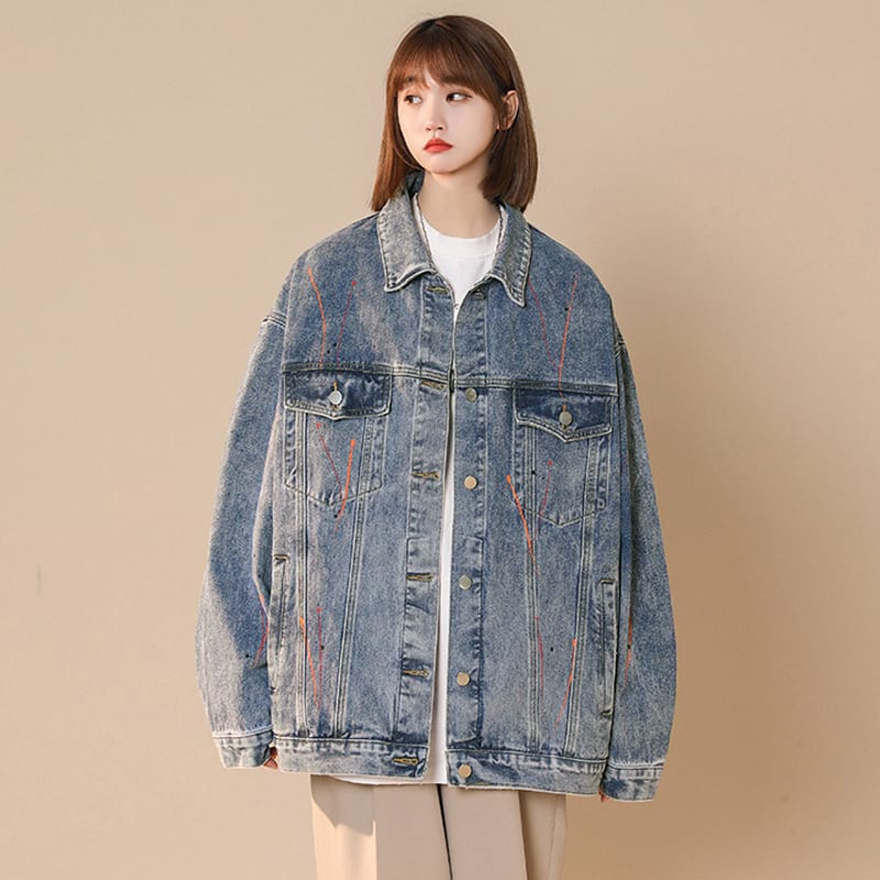 [Fujiiman Series] ★Jacket★ 3color Outer Denim Unisex Loose Light Blue Black Dark Blue