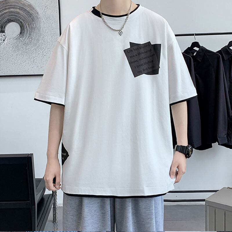 [JIAXUN Series] ★Short sleeve T-shirt★ Large size M~9L 3color Tops Unisex Men's Faux Layered