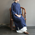 Load image into Gallery viewer, [Song Dynasty Series]★Chinese style dress★ Long length Cotton linen Improved Tang suit Cotton linen Navy Red Brown Free size
