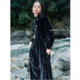 Load image into Gallery viewer, [Da Qinglong Shu Series] ★China style dress★ Improved cheongsam dress velvet long length black black improves temperament
