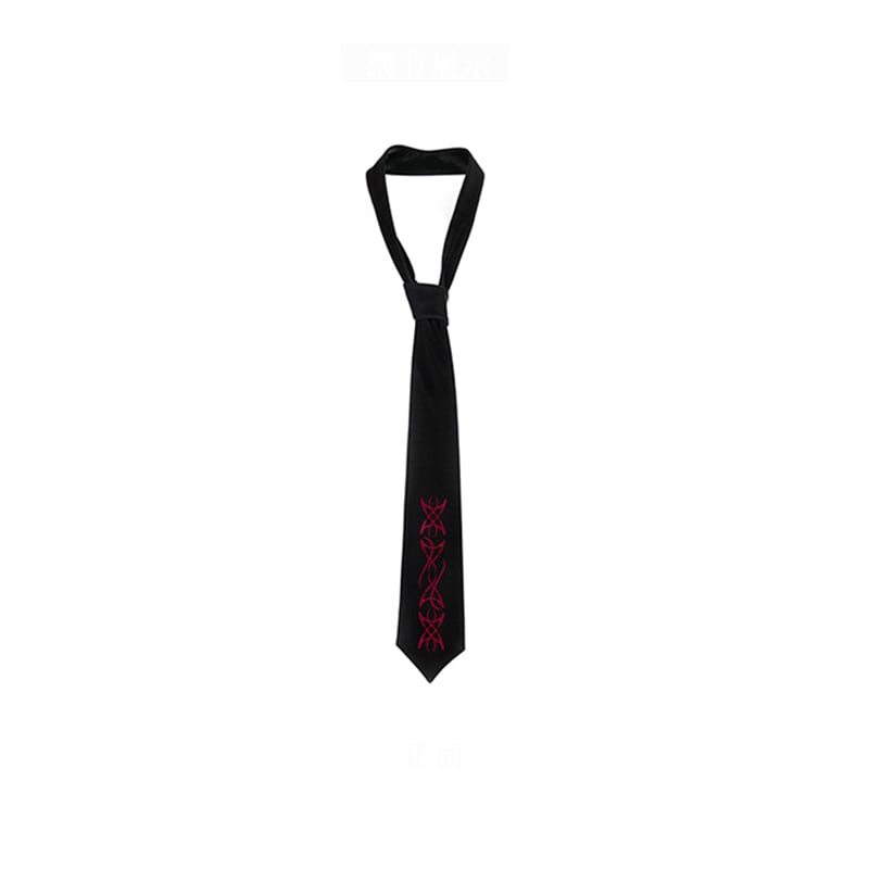 [Daiseiryusu Series] ★Tie★ Embroidery Accessory Unisex Women's Men's Original Black Black Unique PU