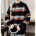 Load image into Gallery viewer, [ZUOFEILI Series] ★Sweater★ 2color Knit Tops Oil Painting Style Horizontal Stripes Striped Pattern Color Unisex Men's
