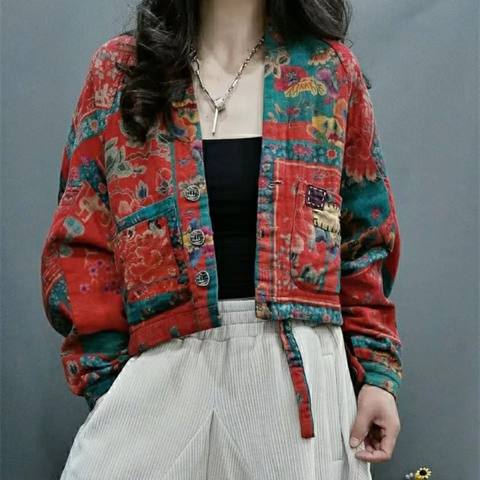 [Xu Fu Yui Series]★China style setup, single item order★ Cotton outerwear or trousers, floral pattern, ethnic style