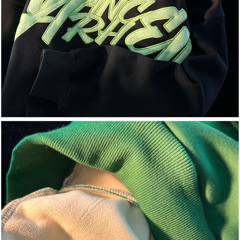 [Roba Series] ★Fleece-lined hoodie★ 2color tops unisex men's fashionable black green black green