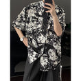 Load image into Gallery viewer, [MDYCD Series]★Shirt with Tie★ 2color Floral Print Shirt Tops Short Sleeve Shirt Unisex Men's Black White
