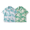 Load image into Gallery viewer, [JINKESEN Series]★Shirt★ 2color Aloha Shirt Okinawa Hawaii Tops Short Sleeve Shirt Unisex Men's Floral Pattern Shirt Green
