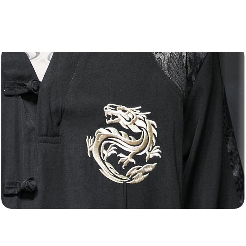 [JUNYI Series]★China style T-shirt★ Tops 2color Unisex Men's Large Size Embroidery Thin Dragon