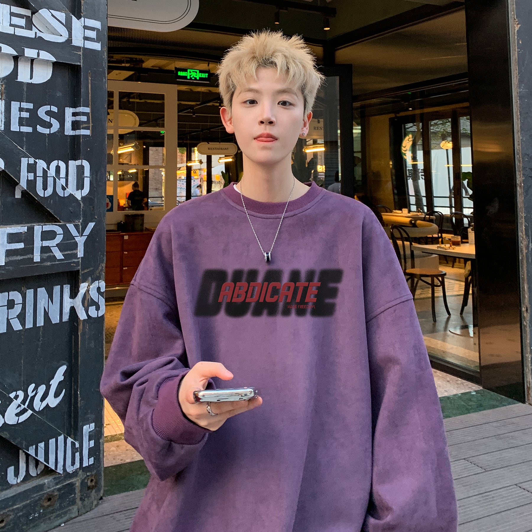 [NANSHI series] ★Tops★ 4color sweatshirt long sleeve unisex men's black purple beige red