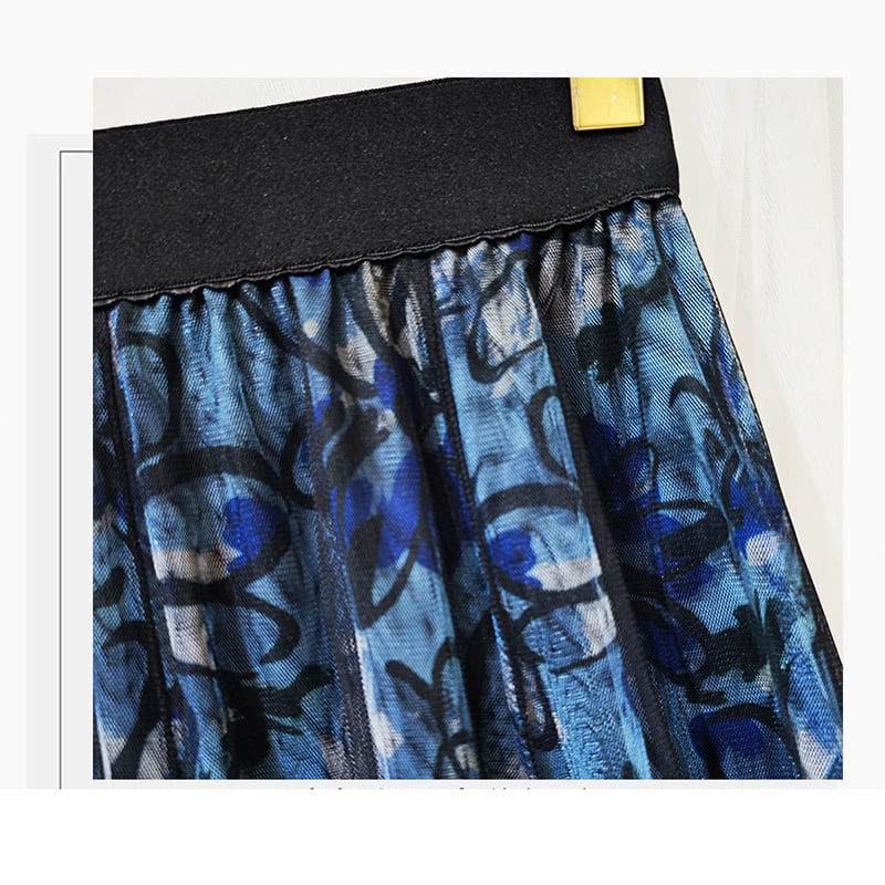 [KEER Series]★Skirt★ Bottoms 3 types of length available Large size Elastic waist Blue Blue