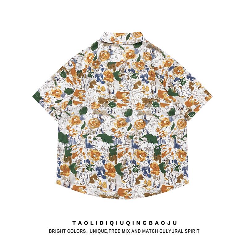 [Escaped Earth Series]★Shirt★ Tops Floral pattern shirt Short sleeve shirt Unisex Men's ML XL 2XL Aloha shirt