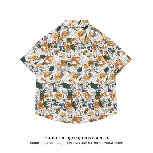 【逃離地球シリーズ】★シャツ★ トップス 花柄シャツ 半袖シャツ 男女兼用 メンズ M L XL 2XL アロハシャツ