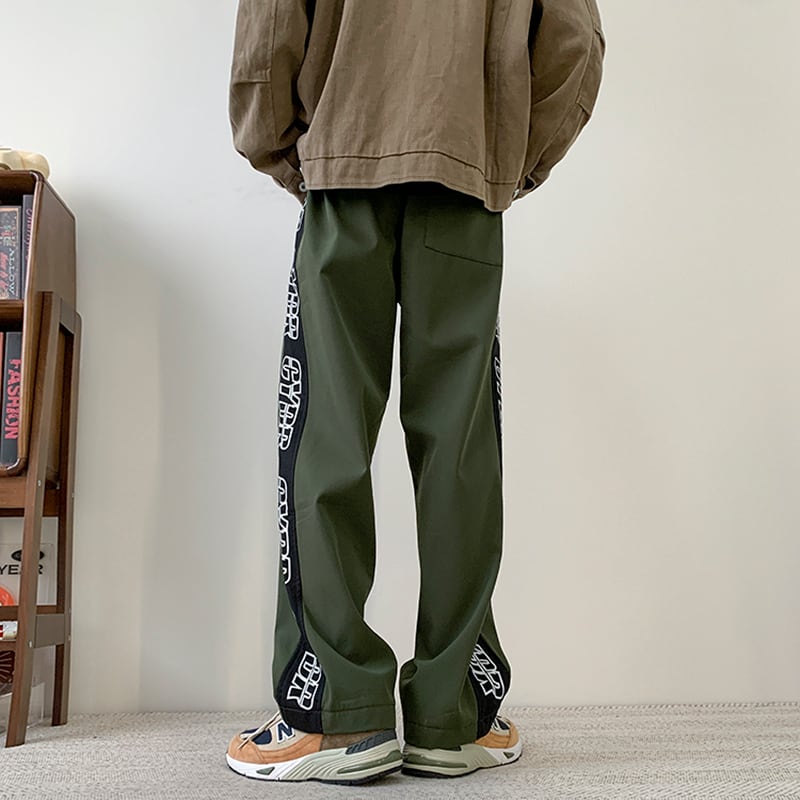 [CHAOMEICHEN Series] ★Casual pants★ Fleece lining 3color bottoms pants unisex men's alphabet green black gray