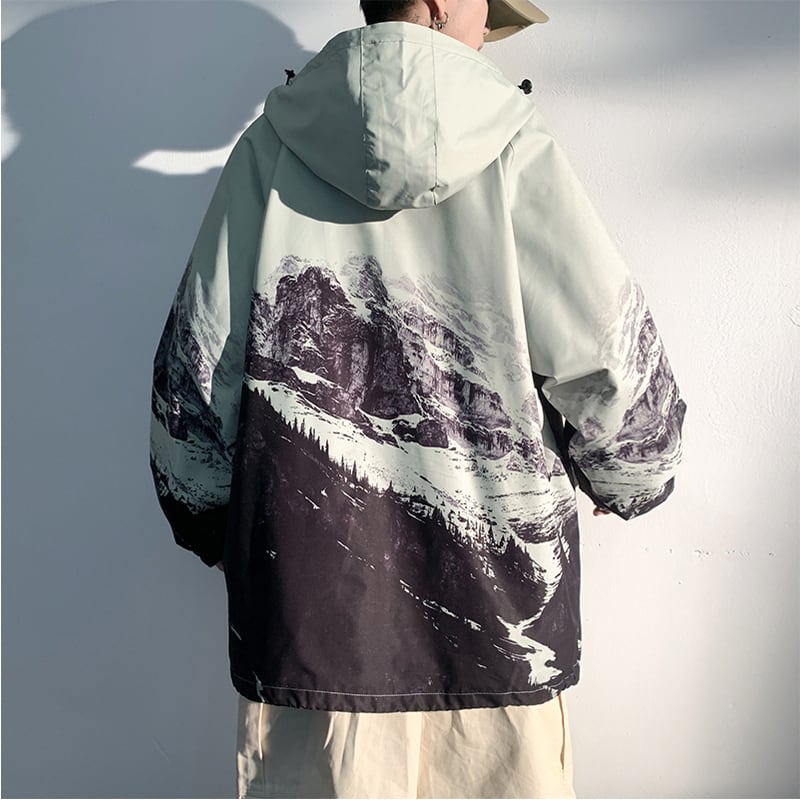 [Han Lishin Series] ★China style outerwear★ 4color jacket Snowy mountain print Large size Loose