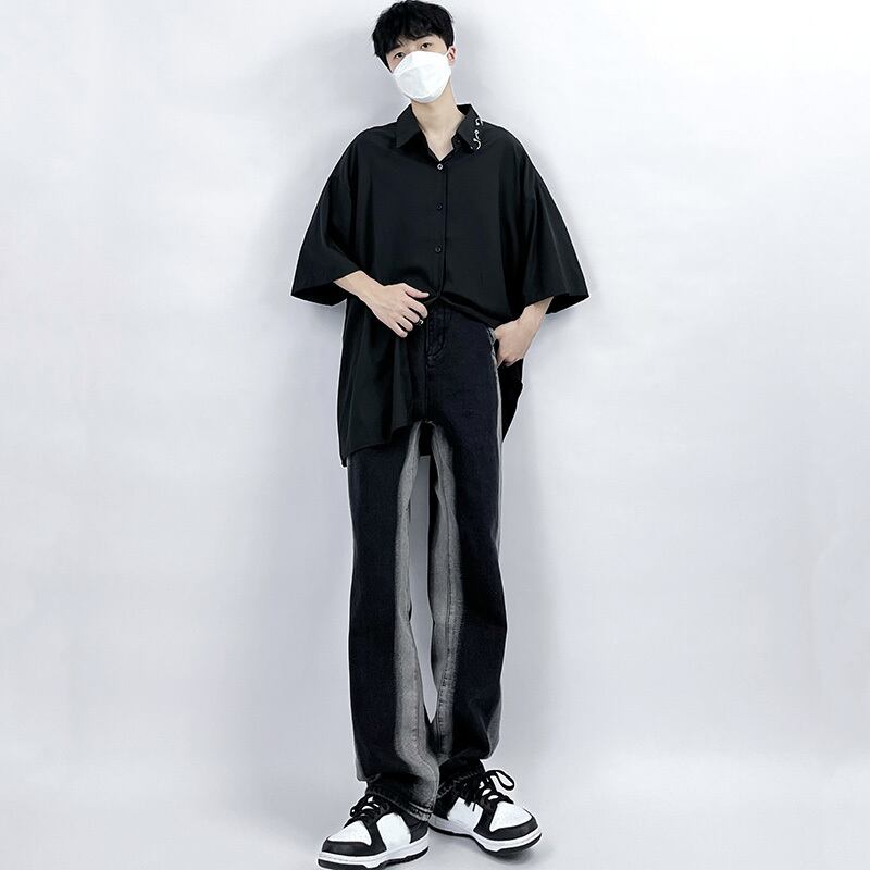 [MGJM Series]★Denim pants★ Bottoms, pants, unisex, men's, retro, easy to match, slimming, black